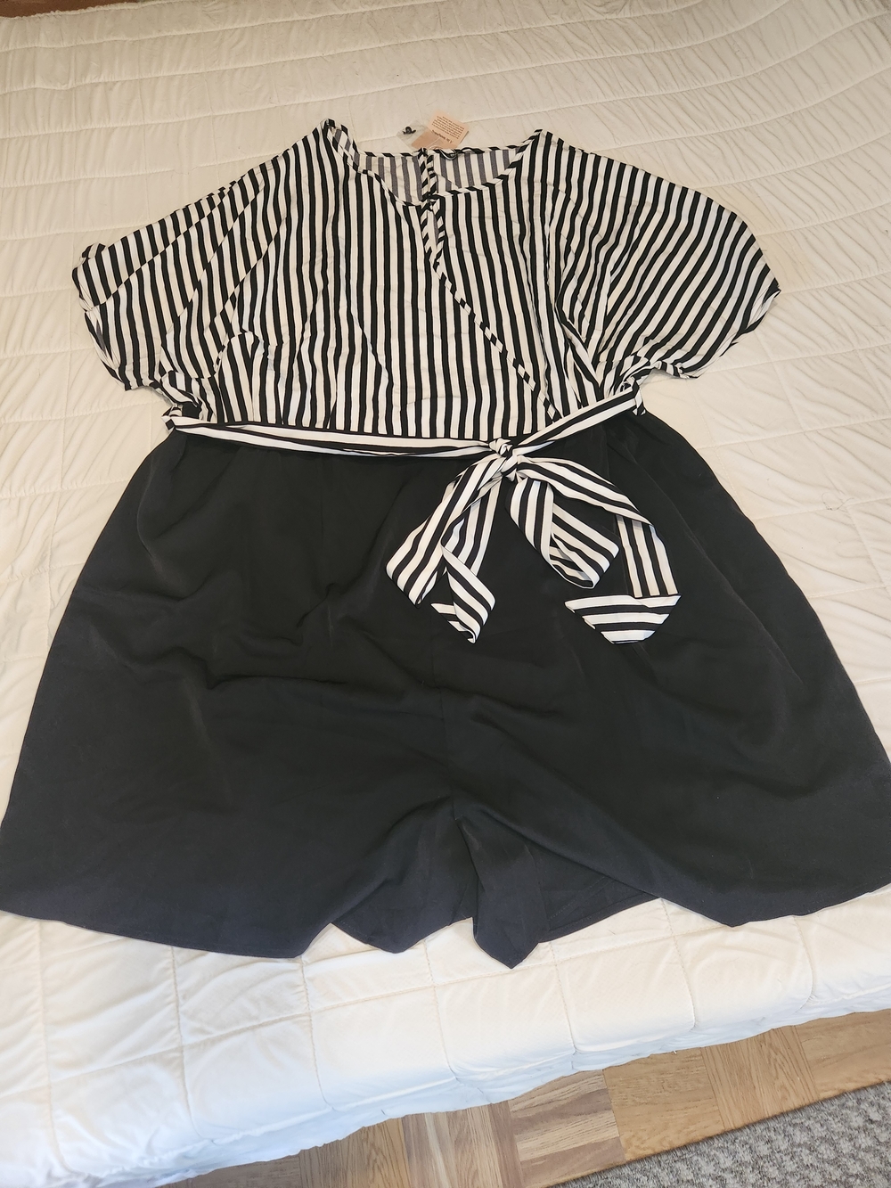 BloomChic Black & White Vertical Stripe Blouse